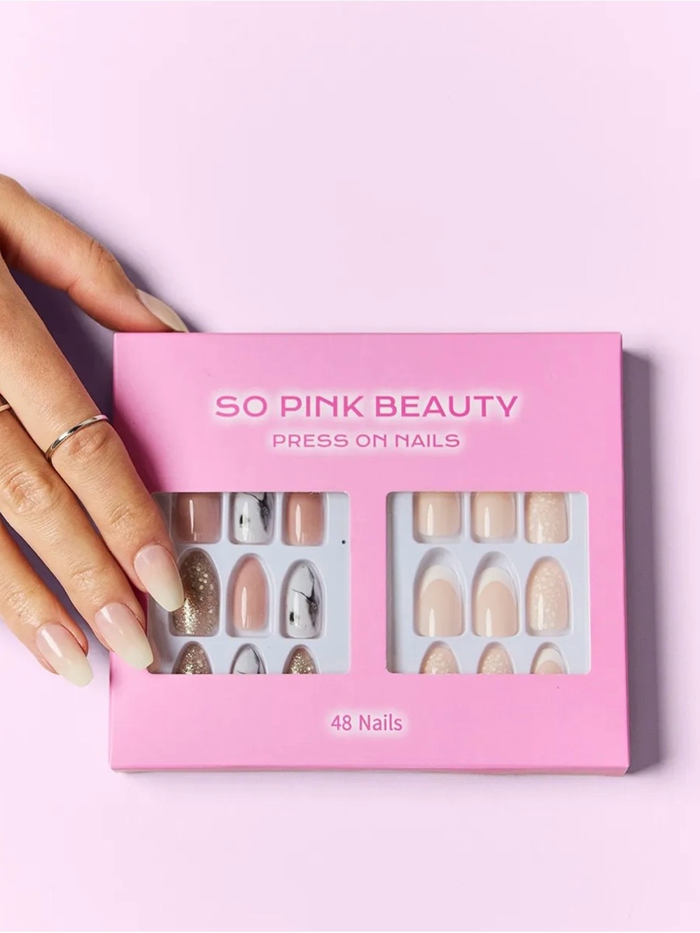 So Pink Beauty Press-On Nails - Neutral & Marble Set